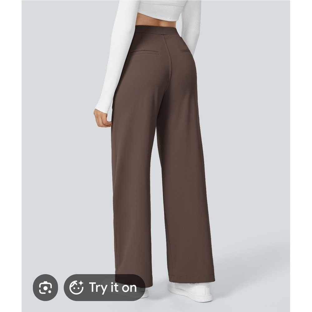 NWT Halara Flex High Wst Body Sculpt Waist-Slimming Wide Leg Pants Sz S P Brown